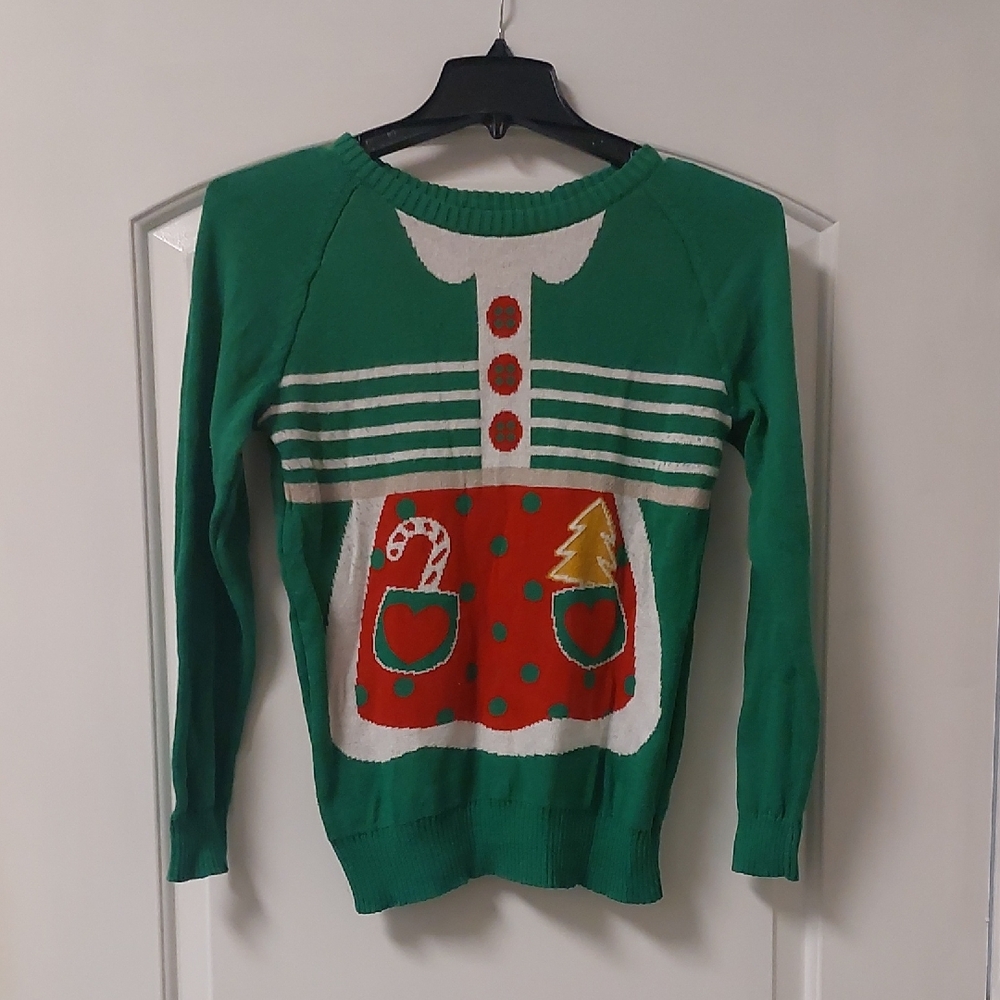 Gold Crush Elf Style Christmas Holiday Sweater Sz M